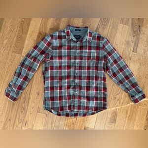 Pendleton Fireside Red and Gray Plaid Shirt Size Large